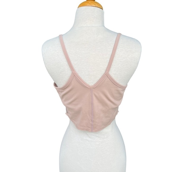 Free People Movement V-Notch Tank Nude Sports Tank Built-In Bra Medium GUC - Picture 3 of 8